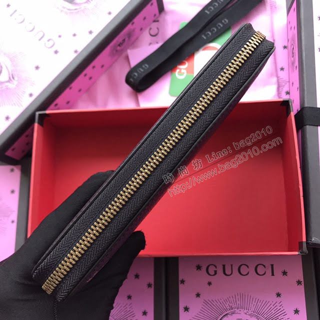 Gucci錢包 古馳新款原單Sylvie全拉鏈式皮夾 玫瑰花刺繡 Gucci長錢包 4760833米白全皮  gdj1109